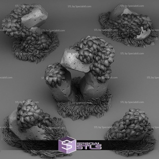 march 2023 fantastic plants rocks miniatures 3d print model - Mito3D