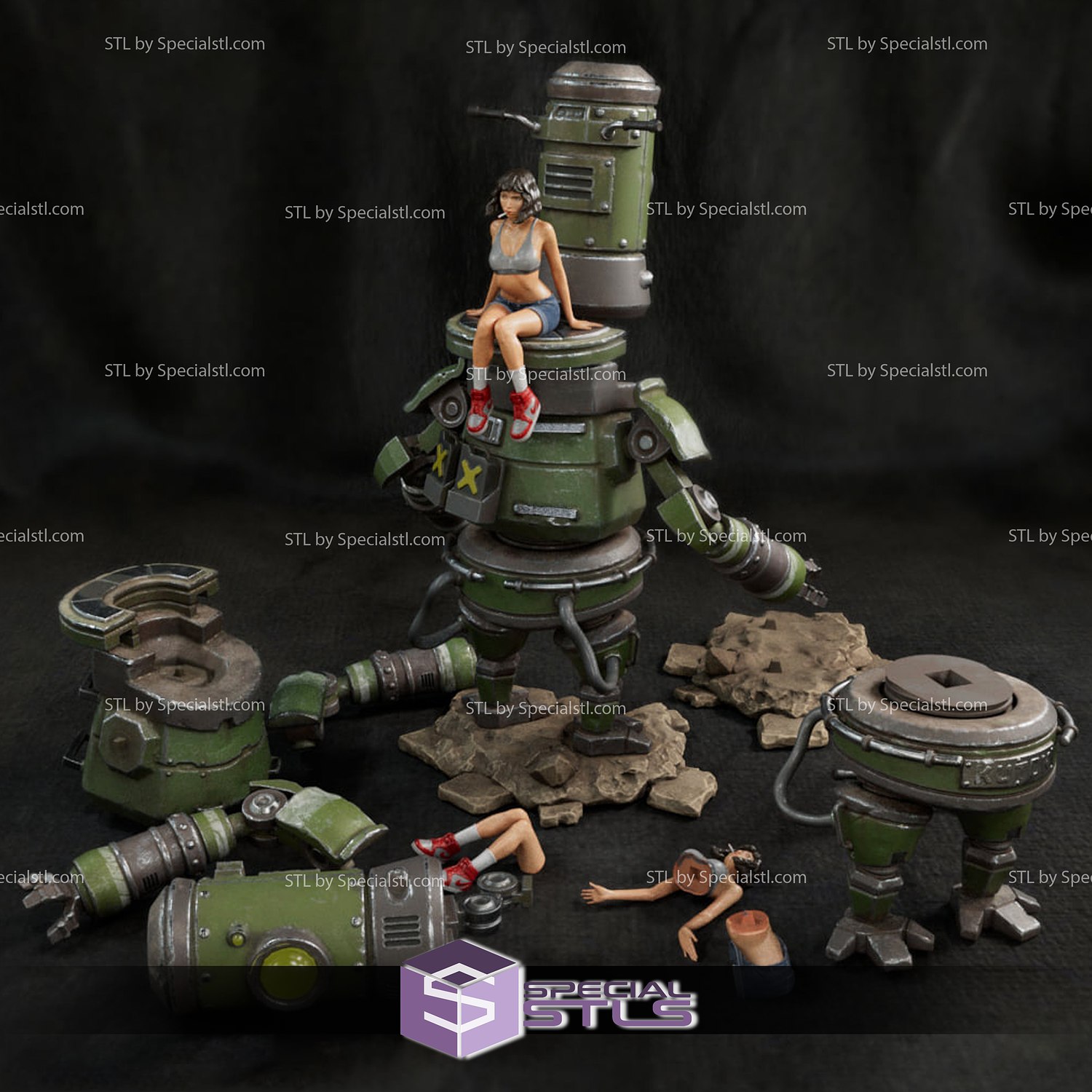 mecha menina Admirador arte 3D print model - Mito3D