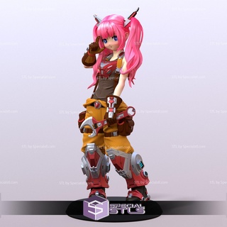 mecha girl standing 3d print model - Mito3D