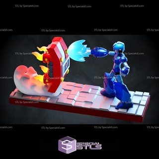 Megaman tiroteio diorama pronto 3d impressão 3d print model - Mito3D