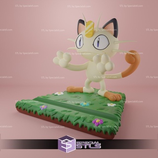 meowth pokemon phone stand stl files 3d print model - Mito3D