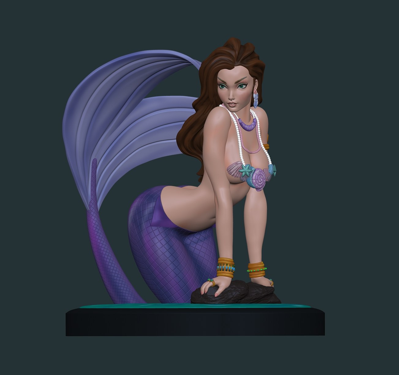 mermaid pose 2 fanart 3D print model - Mito3D