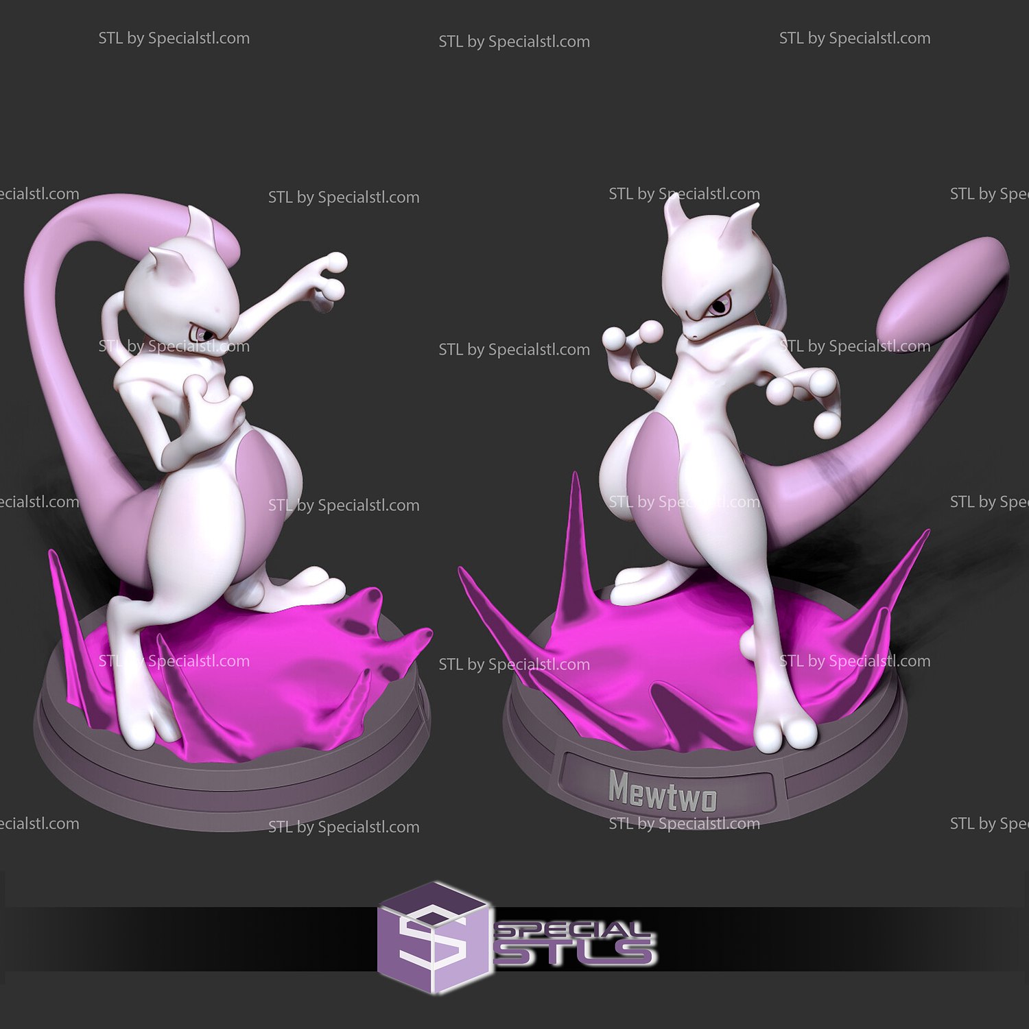 mewtwo base posa Pokemon 3d modello 3D print model - Mito3D