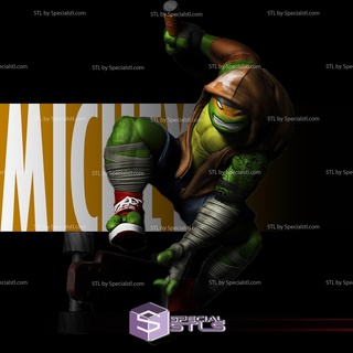 Michelangelo 3d impressão modelo açao pose diorama tmnt stl arquivos 3d print model - Mito3D