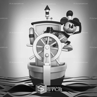 Mickey fare stl Dosyalar vapur willie Disney 3d baskı heykelcik 3d print model - Mito3D