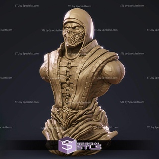mortel kombat Scorpion buste stl dossiers 3d print model - Mito3D