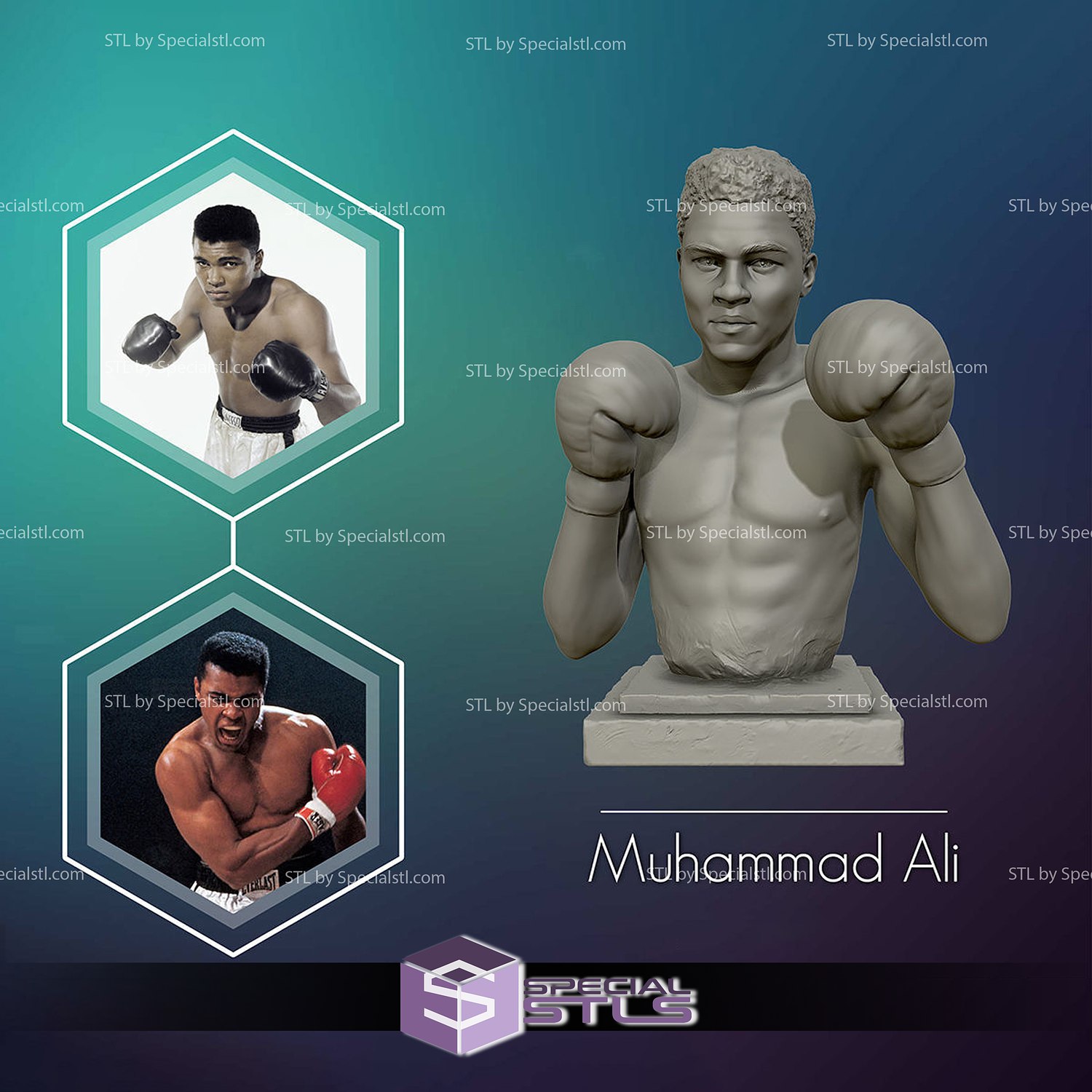 muhammad ali bust ready 3d print model 3D print model - Mito3D