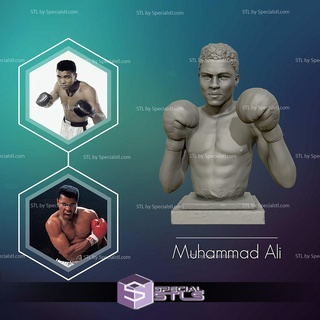Mahoma Ali busto Listo 3d impresión modelo 3d print model - Mito3D