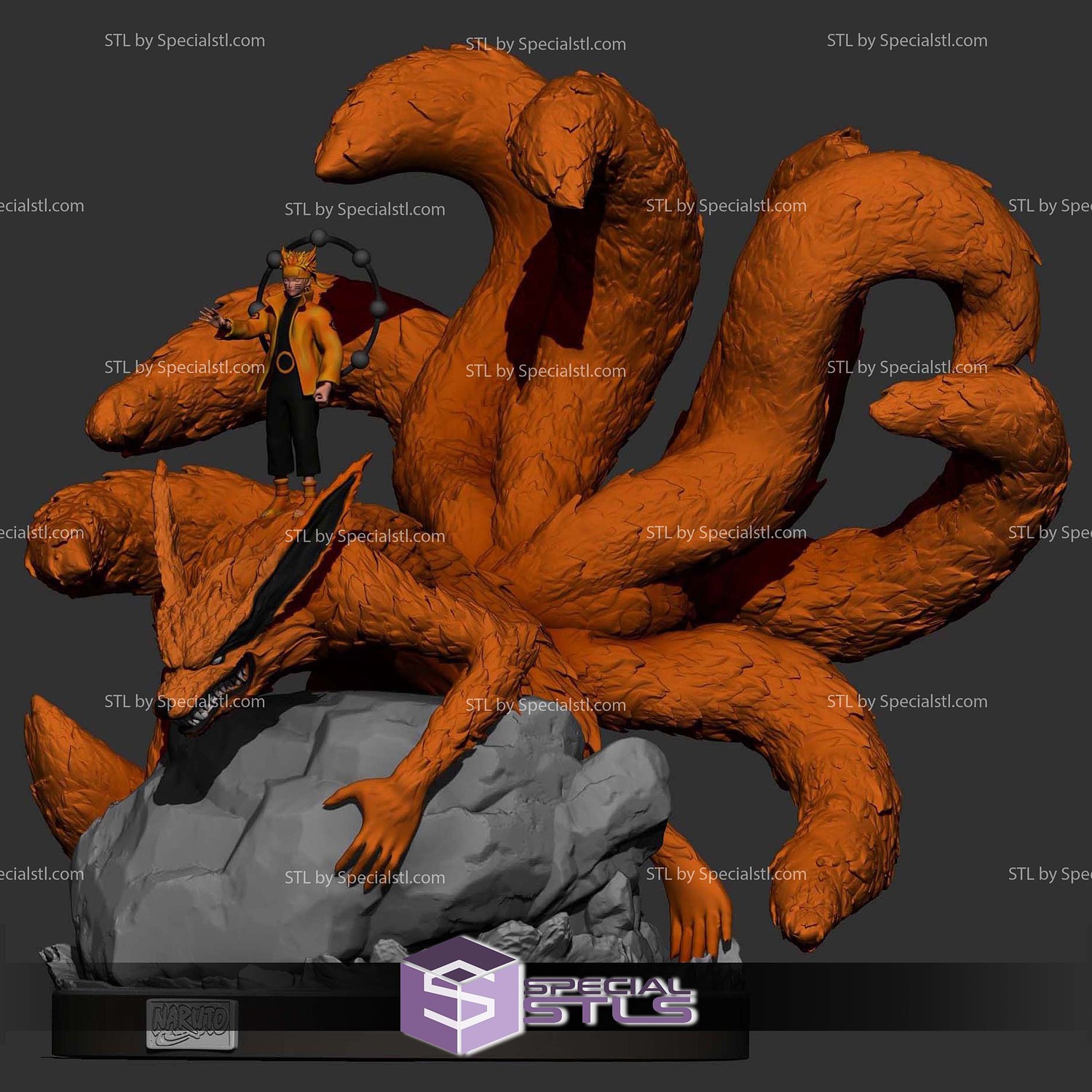 naruto pie on kurama 3d impresión modelos especialstl 3D print model - Mito3D