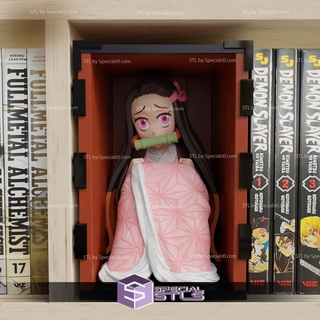 Nezuko recanto livro 3d impressão estatueta demônio assassino stl arquivos 3d print model - Mito3D
