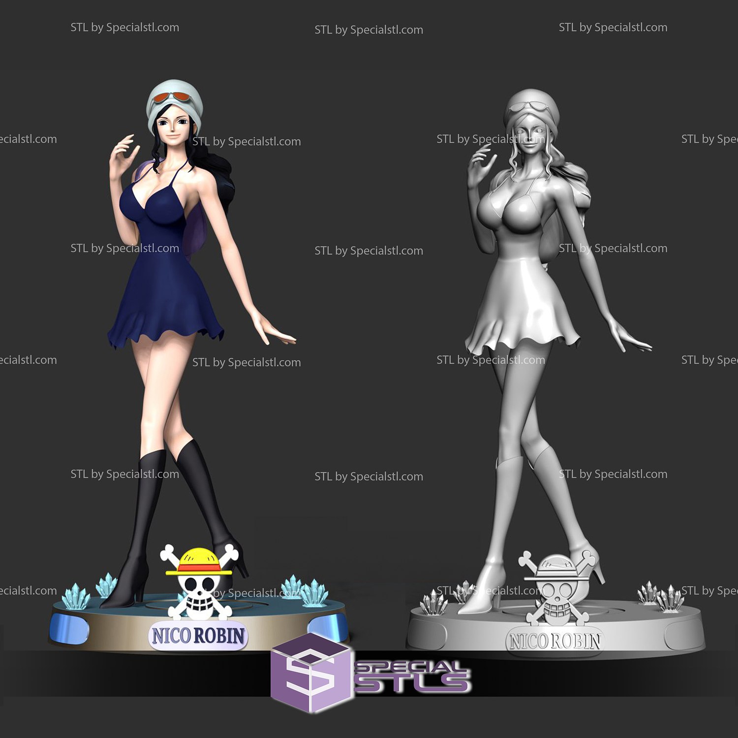 nico Robin Blau Kleid v2 3d druckbar 3D print model - Mito3D