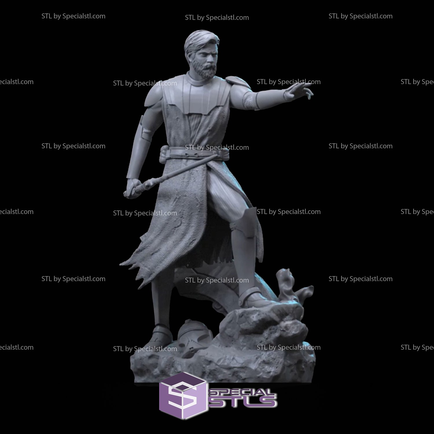 obi pálido Kenobi v4 3d impresión figurilla estrella guerras stl archivos 3D print model - Mito3D