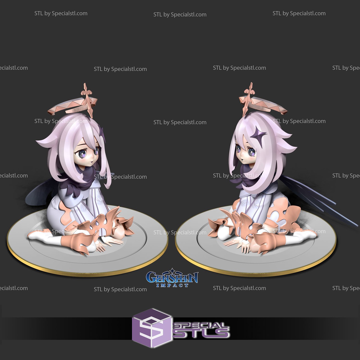 Paimon Genshin Einschlag Sitzung Pose stl Dateien 3D print model - Mito3D