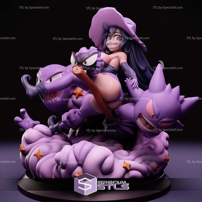 pin up girl collection - witch hex maniac pokemon stl files specialstl 3d print model - Mito3D
