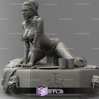 princess leia slave 3d model sitting pose 3d print model - Mito3D