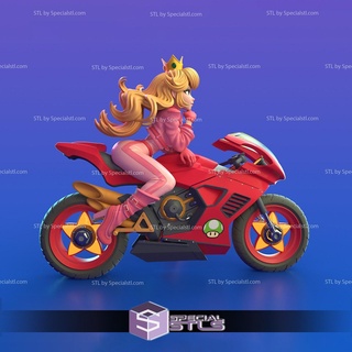 princess peach stl files motor super mario 3d printing figurine 3d print model - Mito3D