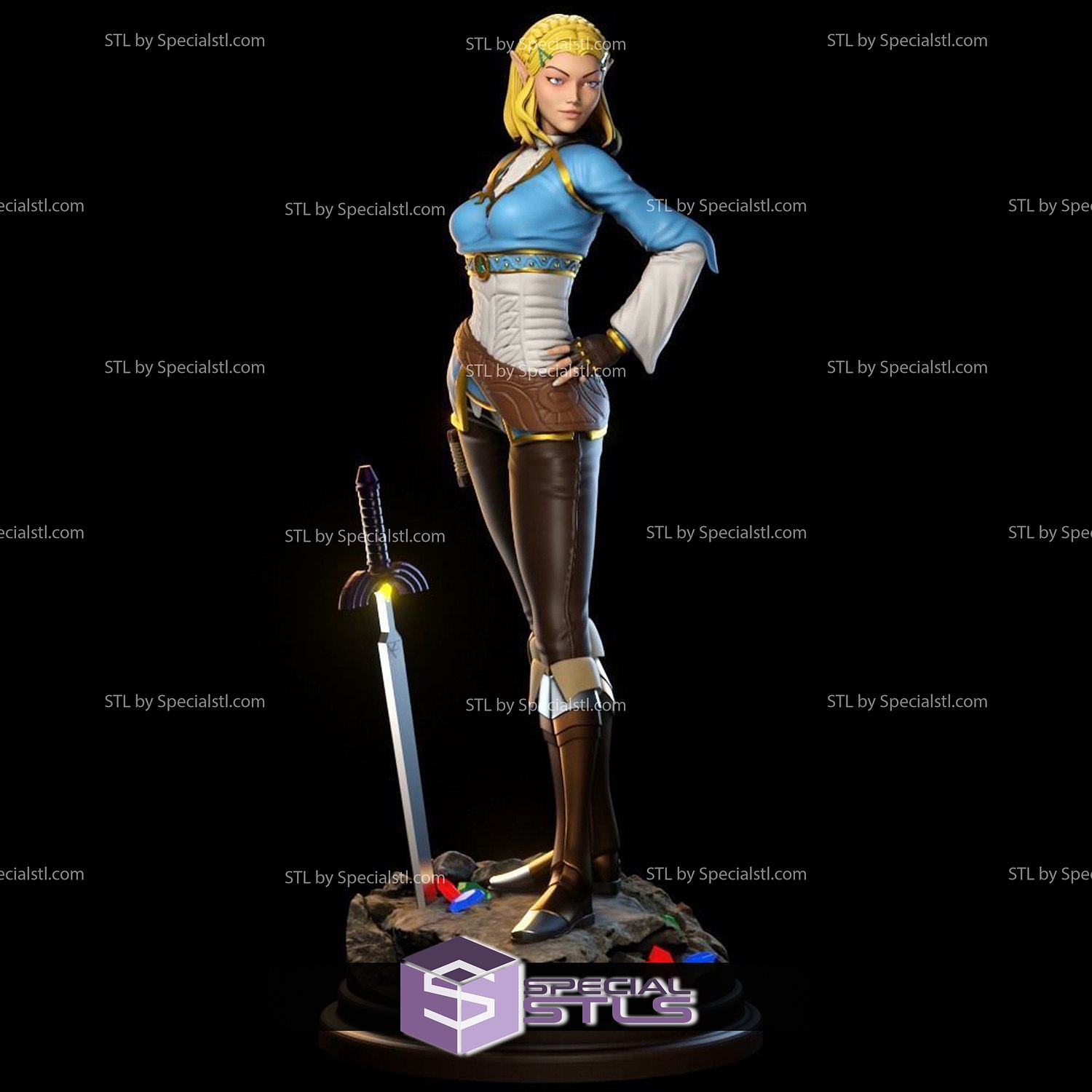 prenses Zelda ayakta kılıç stl Dosyalar 3D print model - Mito3D