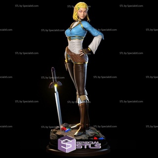 princess zelda standing sword stl files 3d print model - Mito3D