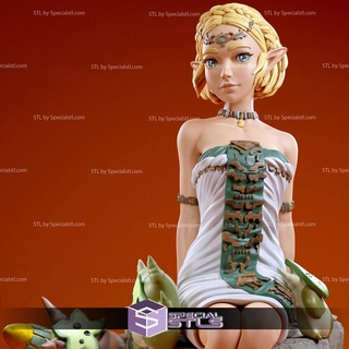 princesa zelda v5 3d impresión figurilla sentado pose leyenda stl archivos 3d print model - Mito3D