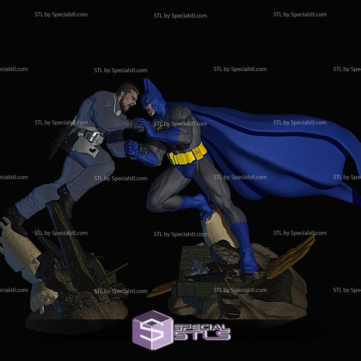 Justiceiro batman diorama 3D print model - Mito3D