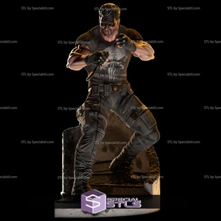 castigador combate pose 3d impresión figurilla maravilla stl archivos 3d print model - Mito3D