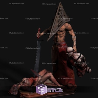 pyramid head killing diorama 3d printing figurine 3d print model - Mito3D