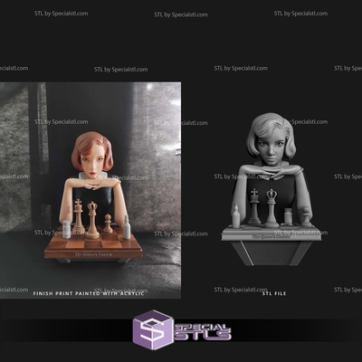 reines gambit beth harmon buste numérique sculpture specialstl 3d print model - Mito3D