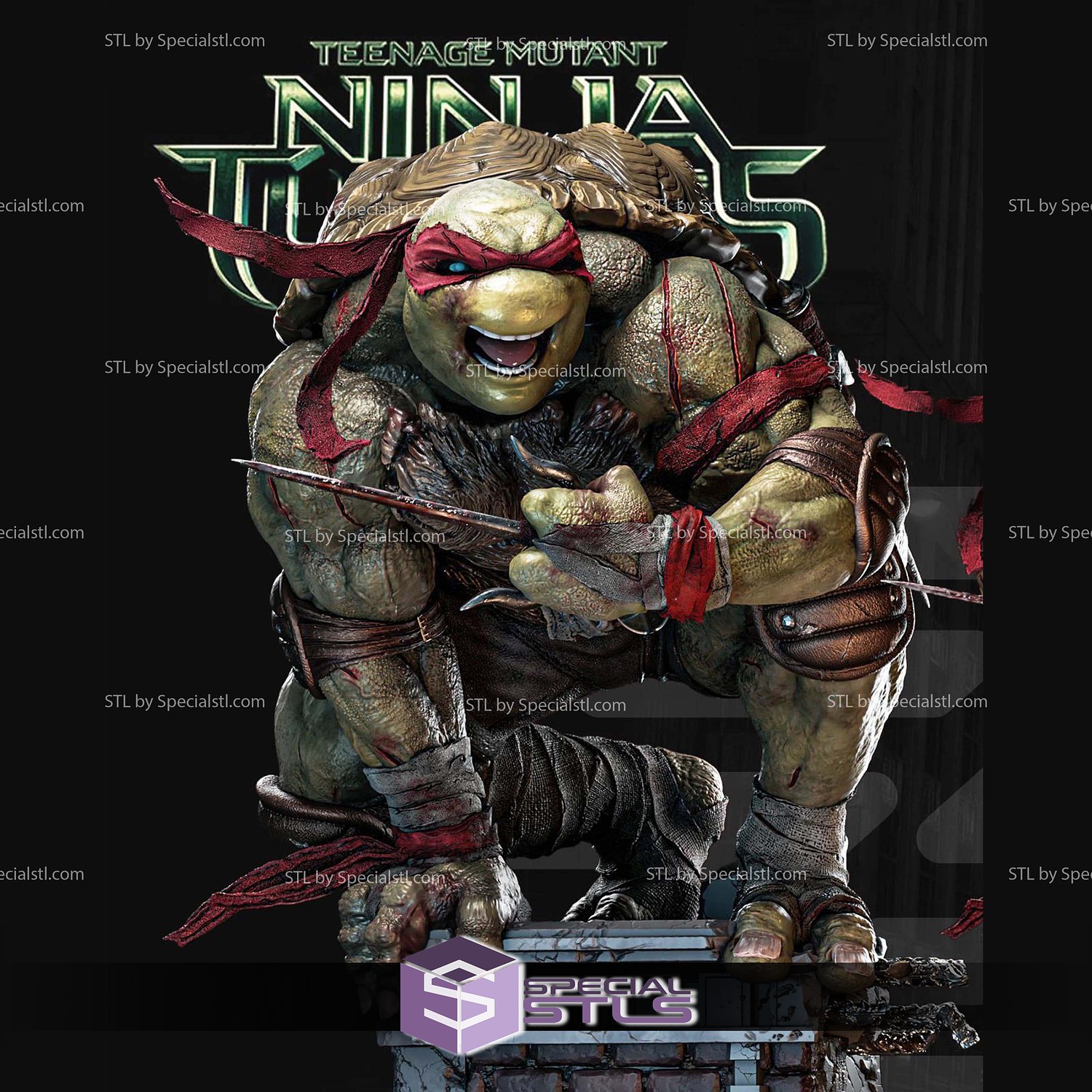 raphael tmnt in savaş yüksek dijital heykel özel 3D print model - Mito3D