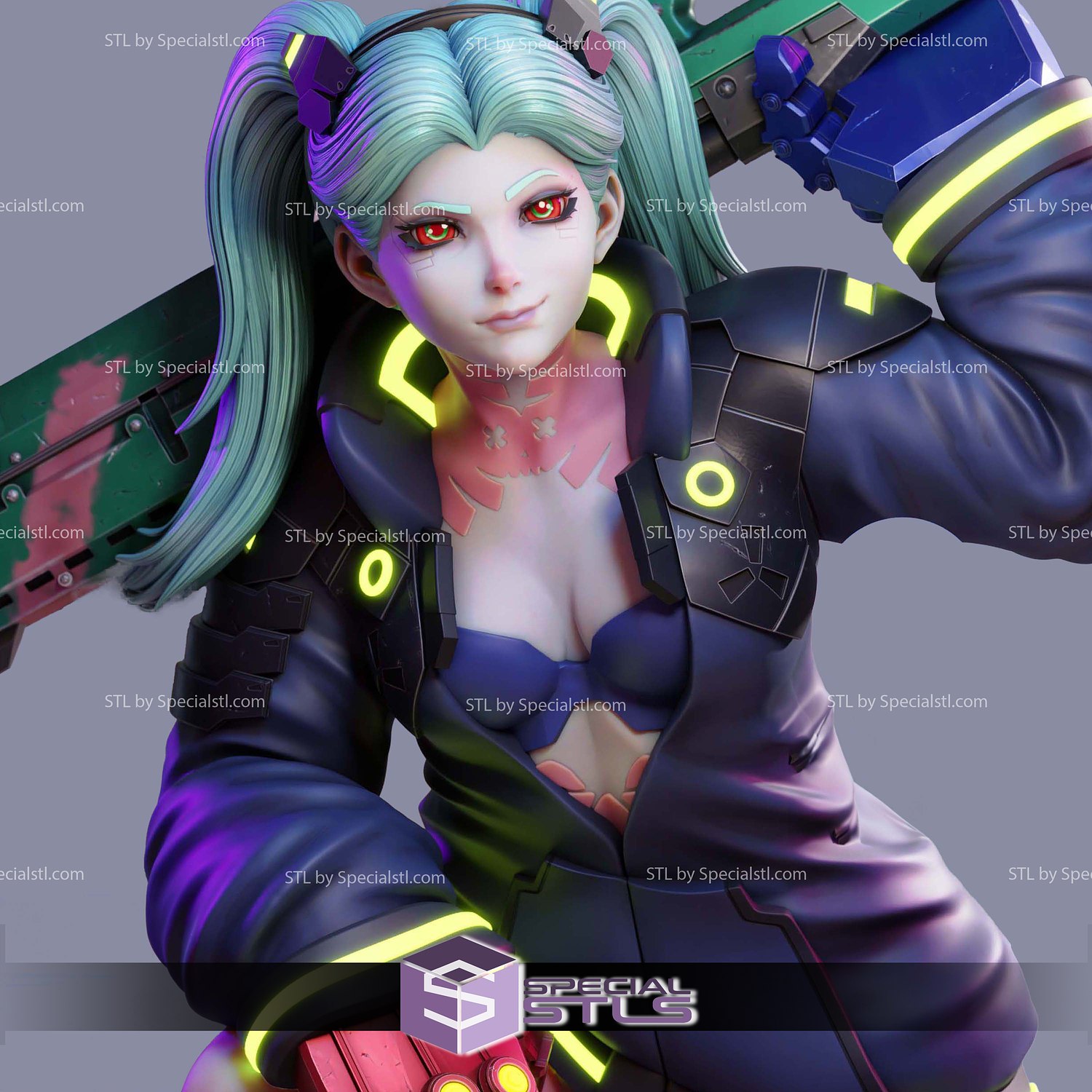 rebecca cyberpunk pistola digital escultura especialstl 3D print model - Mito3D