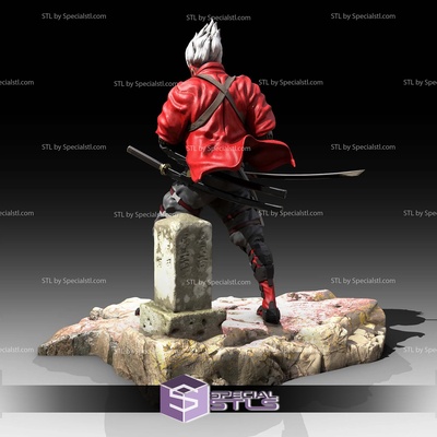vermelho capuz samurai preparar pose stl arquivos especial 3d print model - Mito3D