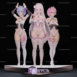 rem emilia ram zero standing 3d printing figurine 3d print model - Mito3D