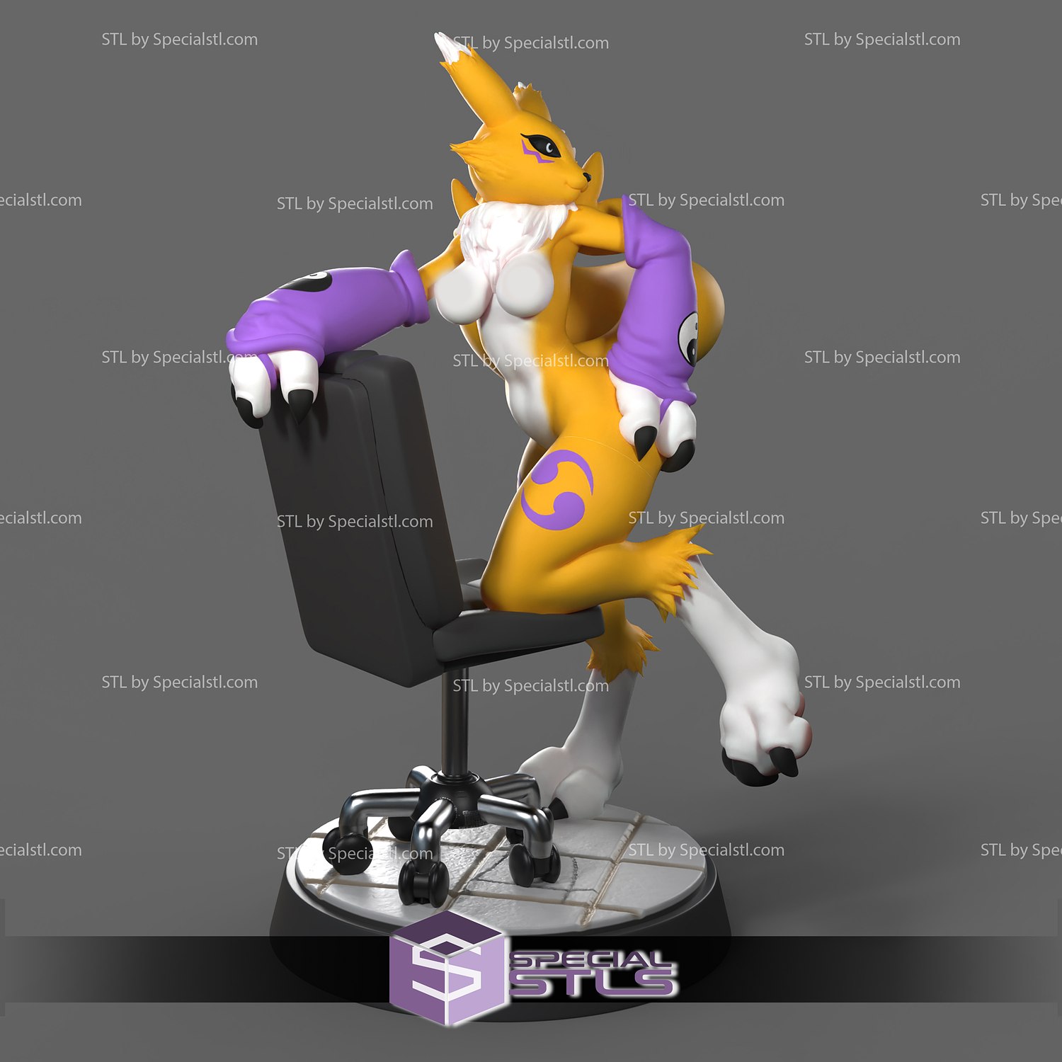 Renamon Digimon Stuhl nsfw bereit 3d drucken 3D print model - Mito3D