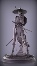 samurai niña arte fan 3d print model - Mito3D