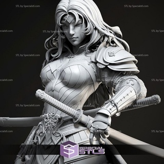 samurai maravilha mulher 3d impressão stl arquivos 3d print model - Mito3D