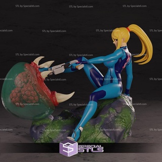 samus aran 3d modello seduta posa metroid Stampa 3d print model - Mito3D