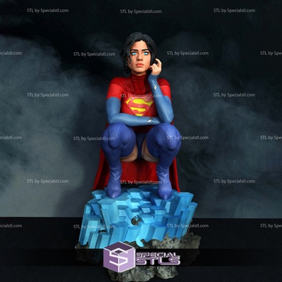 sasha calle super girl sitting pose printable models specialstl supergirl 3d print model - Mito3D