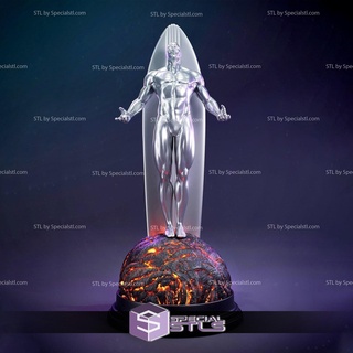 argento surfista in piedi mondo bruciare stl File 3d print model - Mito3D