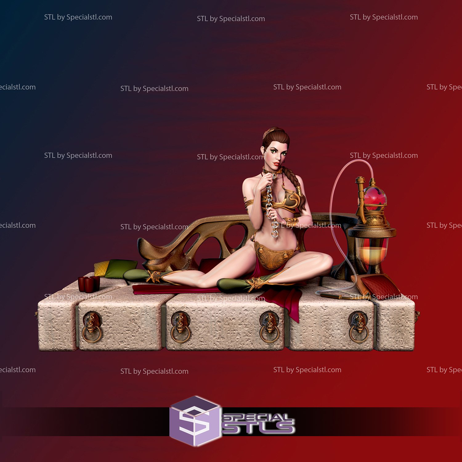 esclave Princesse leia v3 3d impression modèle guerres étoiles stl dossiers 3D print model - Mito3D