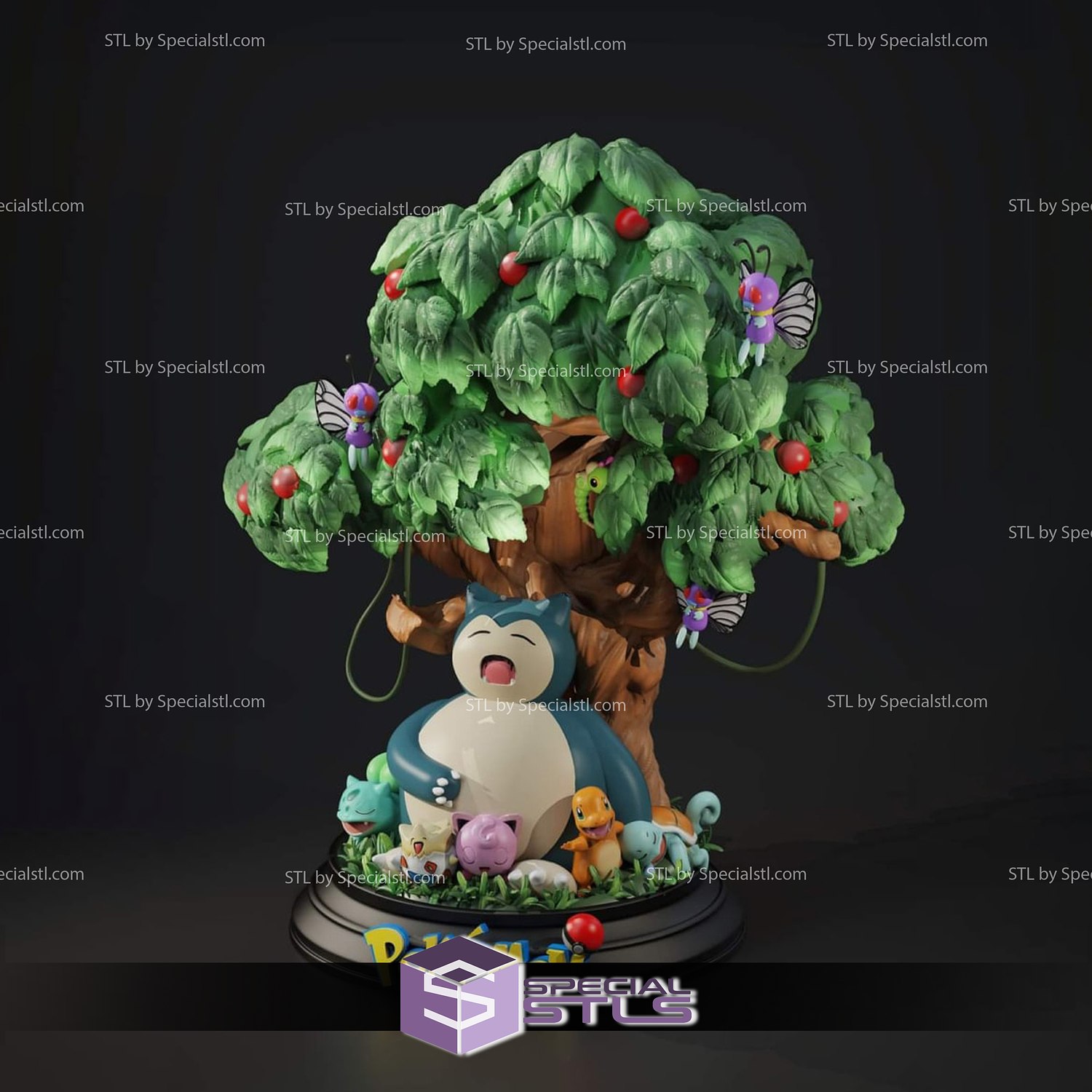 snorlax pokemon diorama stl files 3D print model - Mito3D