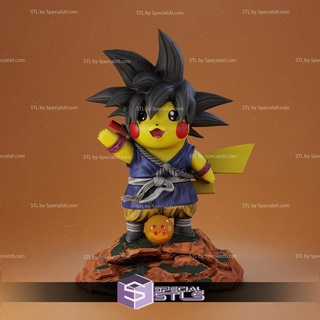 Goku Pikachu 3d impresión figurilla Transversal esfera dragón pokemon stl archivos 3d print model - Mito3D