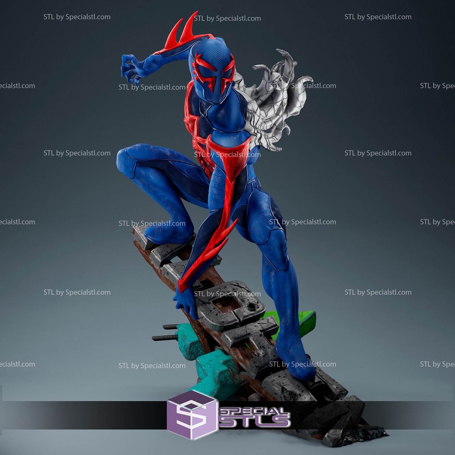 araignée homme 2099 stl dossiers action pose 3D print model - Mito3D