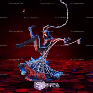 spider man miles morales v6 action pose 3d printing figurine stl files 3d print model - Mito3D