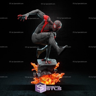 araignée homme miles morales v7 sauter pose 3d impression figurine stl dossiers 3d print model - Mito3D