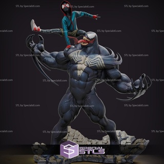 spiderman miles morales venom stl files 3d printing figurine 3d print model - Mito3D