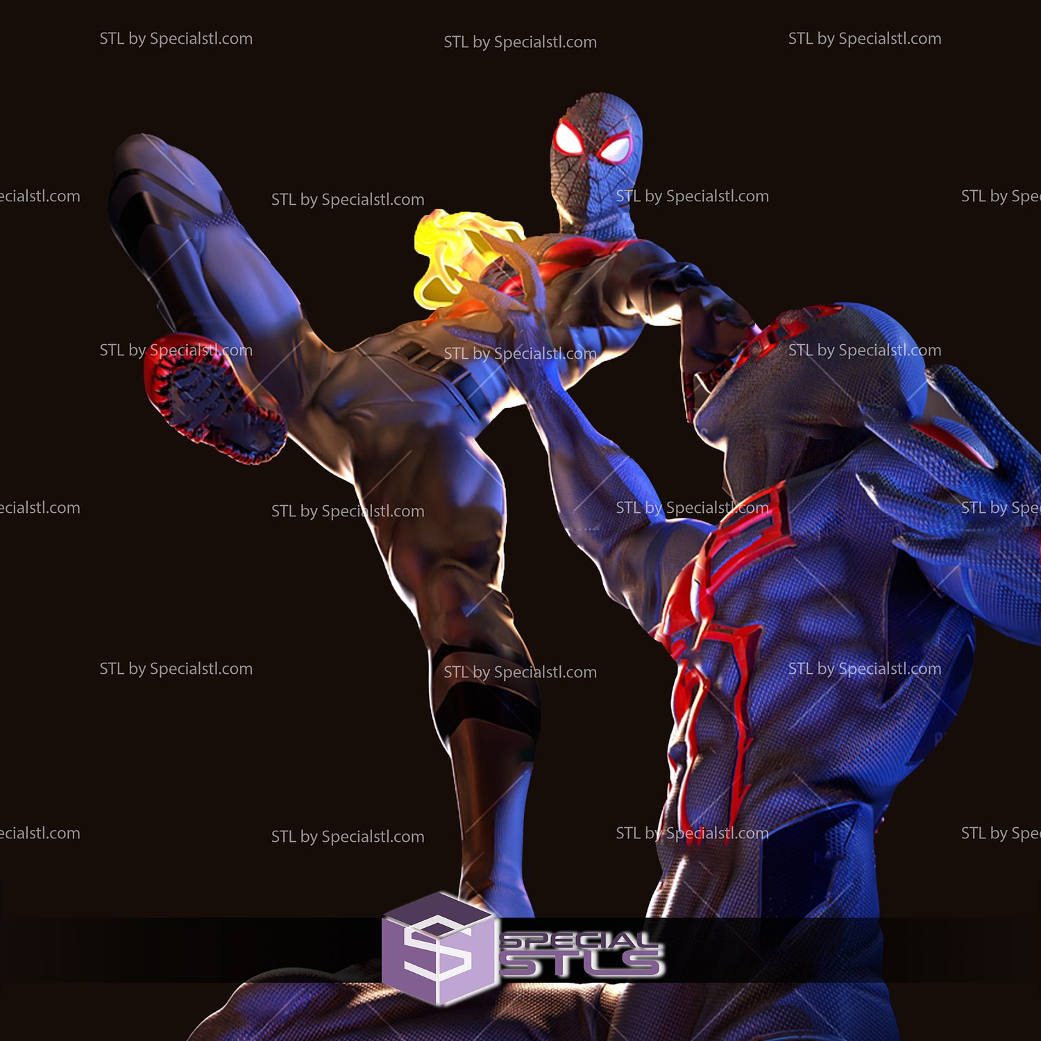 spiderman miles morales vs 2099 stl files 3D print model - Mito3D