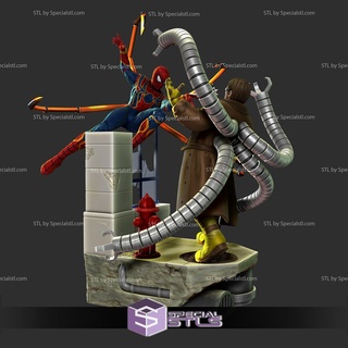 hombre araña pulpo diorama 3d impresión figurilla 3d print model - Mito3D