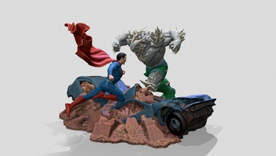 Superman jour Jugement dernier diorama 3d print model - Mito3D