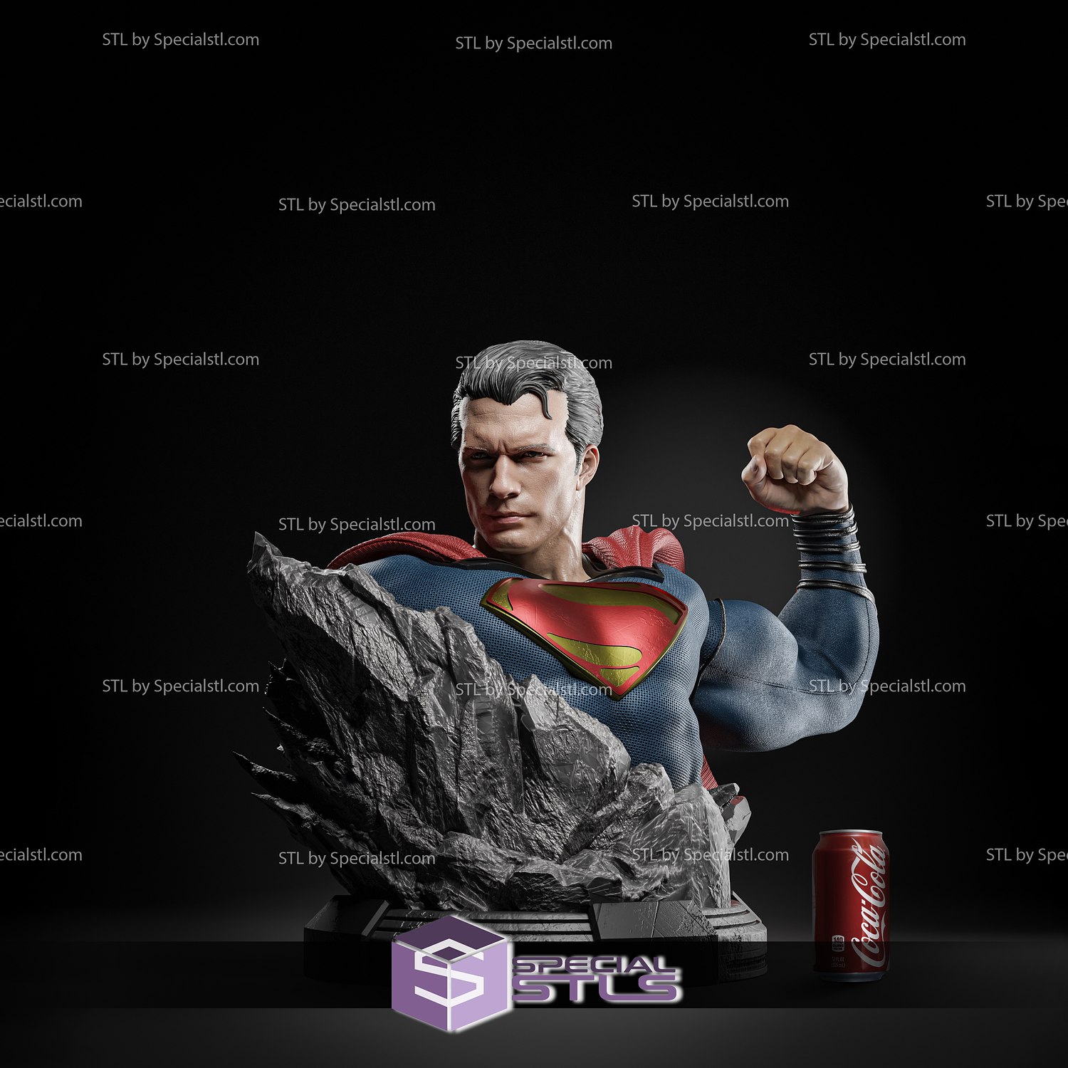 superman henry cavill flying bust 3d print stl model 3D print model - Mito3D