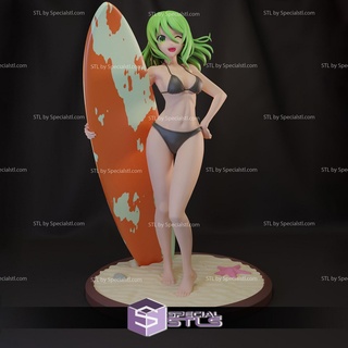 surfer girl anime fanart ready 3d print 3d print model - Mito3D
