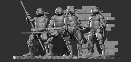 adolescent mutant ninja tortues dessin animé diorama 3d print model - Mito3D
